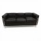 Sofa LE CORBUSIER LC2, 3-Sitzer, Chromgestell, Polsterkissen Leder schwarz, B182xT70xH68, CASSINA