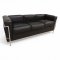 Sofa LE CORBUSIER LC2, 3-Sitzer, Chromgestell, Polsterkissen Leder schwarz, B182xT70xH68, CASSINA