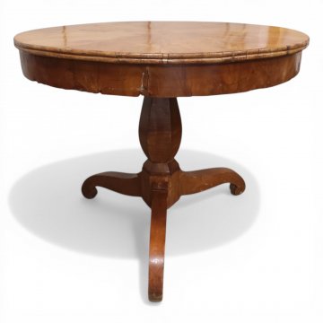 Tisch rund Biedermeier, Mittelfuss mit breiter Zarge, hell Birke, ø 92cm, h 76cm