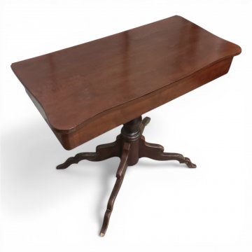 Beistelltisch,JHW, 85x40cm, h74cm, geschwungene Platte, Mittelsäule mit 4 Füßchen