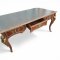 Schreibtisch REGENCE, reicher Bronzebeschlag, figürlich, grüne Lederplatte, Buerau Plat,  (Versicherungswert 6000 €) 175x94cm, h 78cm, Holz, braun, Bronze, Metall, 