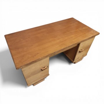 Schreibtisch, 20erJ., 160x78cm, h 78 cm, 2 Türen/ Holzgriffe, 1 Schub