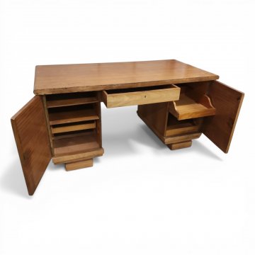 Schreibtisch, 20erJ., 160x78cm, h 78 cm, 2 Türen/ Holzgriffe, 1 Schub