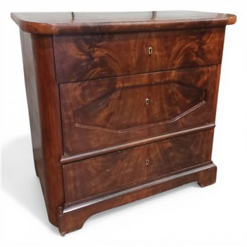 Kommode dkl. Nußb., Biedermeier, m. 3 großen Schüben, innen versetzte Schubblende, 85x50cm, h 79cm