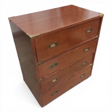 Sekretär-Kommode engl. Mahag., 4 Schübe verschlossen,  Messingecken, 2  seitl. Griffe, 72x43cm, h 83cm