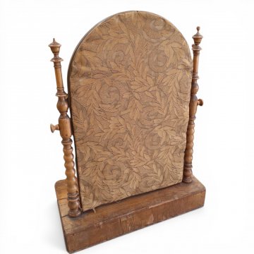 Tischspiegel hell Nußb., mit Säulen u. Schub, Bied.,70x38cm, h 95cm