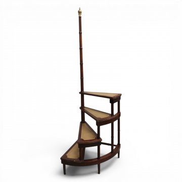 Buchtreppe engl. Mahag., Stufen m. hellem Leder