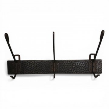 Garderobenleiste, Metall schwarz getrieben, 3 Haken geschwungen, B43