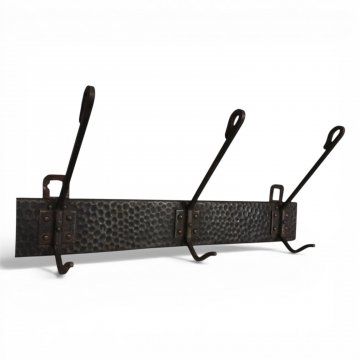 Garderobenleiste, Metall schwarz getrieben, 3 Haken geschwungen, B43