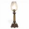 Petroltischlampe, Marmorsäule m. 3-eckigem Bronzefuß , Glasaufsatz extra!!, E27 SK1