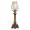 Petroltischlampe, Marmorsäule m. 3-eckigem Bronzefuß , Glasaufsatz extra!!, E27 SK1