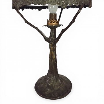 Tischlampe BAUM, Bronze, 1-flg E14, Opalglasschirm Ø32, H55