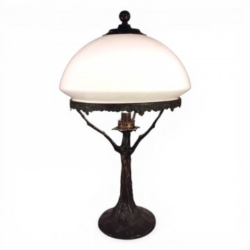 Tischlampe BAUM, Bronze, 1-flg E14, Opalglasschirm Ø32, H55