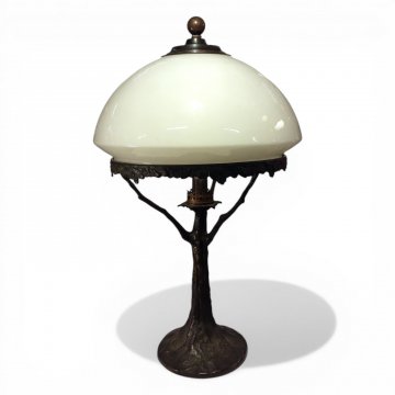 Tischlampe BAUM, Bronze, 1-flg E14, Opalglasschirm Ø32, H55