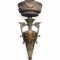 Tischlampe, JHW, Petrostil, Vase Bronze, Messingverzierung, geätzter Glasschirm, 1-flg. E27, max. 60W, H72