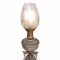Tischlampe, JHW, Petrostil, Vase Bronze, Messingverzierung, geätzter Glasschirm, 1-flg. E27, max. 60W, H72