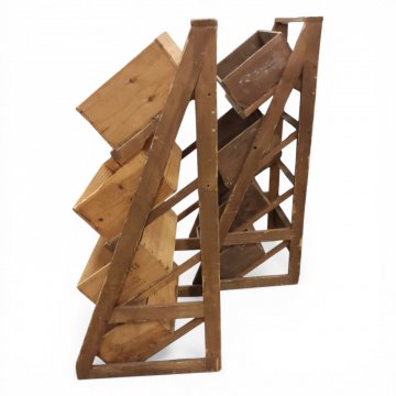 Verkaufsständer, Holz braun, für Markt oder Laden, bestückt mit 4 Weinkisten