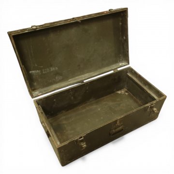 Überseekoffer, Militär, Metall oliv, Klappgriffe Metall, B82xT42xH34