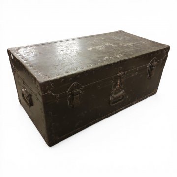 Überseekoffer, Militär, Metall oliv, Klappgriffe Metall, B82xT42xH34