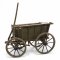 Bollerwagen, Holz grünbraun, Seiten geschlossen, Speichenräder, Deichsel, H70xB60xL110