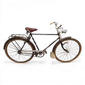 Herrenfahrrad EXPRESS, Rahmen Felgen und Schutzbleche schwarz, Sattel Leder braun, 28 Zoll, Schaltung def. aber fahrbar