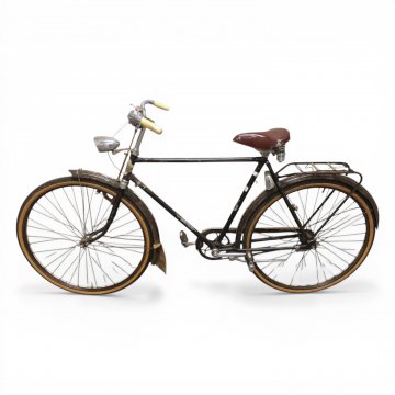 Herrenfahrrad EXPRESS, Rahmen Felgen und Schutzbleche schwarz, Sattel Leder braun, 28 Zoll, Schaltung def. aber fahrbar