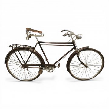 Herrenfahrrad, ROLEX, !! NUR DEKO !!!Rahmen,Schutzbleche u. Kettenschutz schwarz, Felgen, Lenker u. Lampe Chrom, Ledersattel gefedert, 