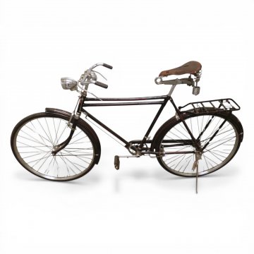 Herrenfahrrad, ROLEX, !! NUR DEKO !!!Rahmen,Schutzbleche u. Kettenschutz schwarz, Felgen, Lenker u. Lampe Chrom, Ledersattel gefedert, 