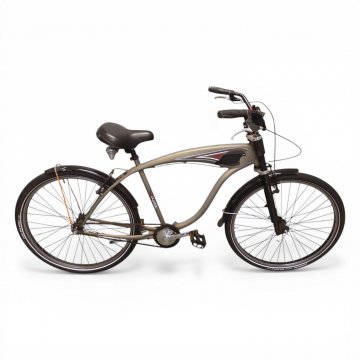 Fahrrad, Beach Cruiser, BEN TUCKER, Rahmen Alu silber (matt), Felgen/Lenker/Schutzbleche schwarz, 26 Zoll