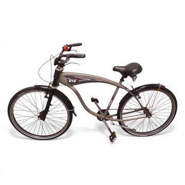 Fahrrad, Beach Cruiser, BEN TUCKER, Rahmen Alu silber (matt), Felgen/Lenker/Schutzbleche schwarz, 26 Zoll
