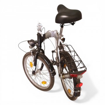 Fahrrad, ALU-REX, Klapprad 20 Zoll, 3-Gang, Rahmen silber/schwarz, Schutzbl.,Kettenschtz.,Gepäcktr. schwarz