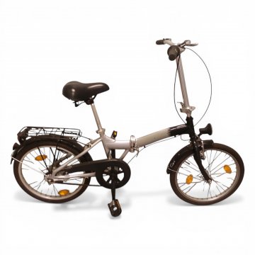 Fahrrad, ALU-REX, Klapprad 20 Zoll, 3-Gang, Rahmen silber/schwarz, Schutzbl.,Kettenschtz.,Gepäcktr. schwarz