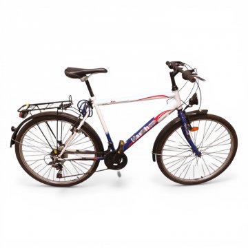 Fahrrad, KARCHER,Mountainbike, 26 Zoll, 18 Gang, blau/schwarz/weiß, Gepäckträger, 