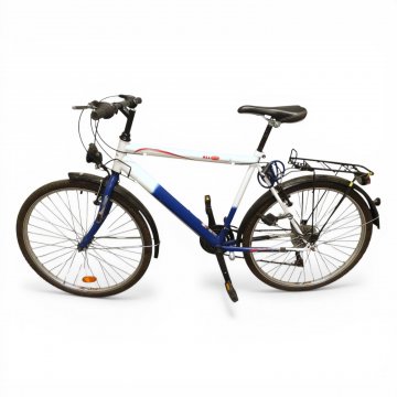 Fahrrad, KARCHER,Mountainbike, 26 Zoll, 18 Gang, blau/schwarz/weiß, Gepäckträger, 