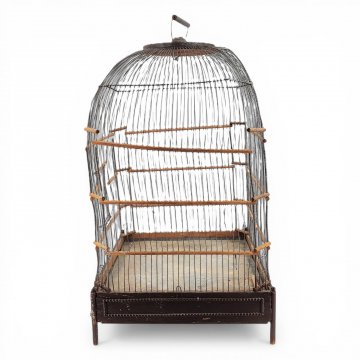 Vogelkäfig, Holzboden, Drahtstäbe 39x39xH65 