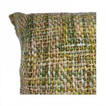 Kissen,60x60cm mit dickem Garn grob gestrickt, senfgelb/grünlich, Rückseite grün, Baumwolle, 