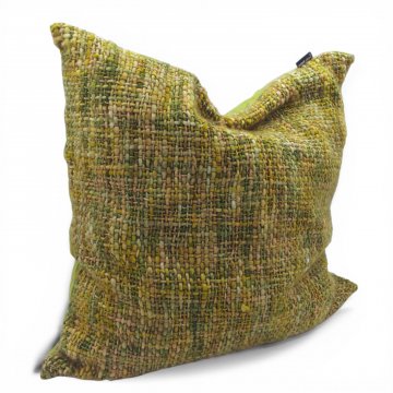 Kissen,60x60cm mit dickem Garn grob gestrickt, senfgelb/grünlich, Rückseite grün, Baumwolle, 