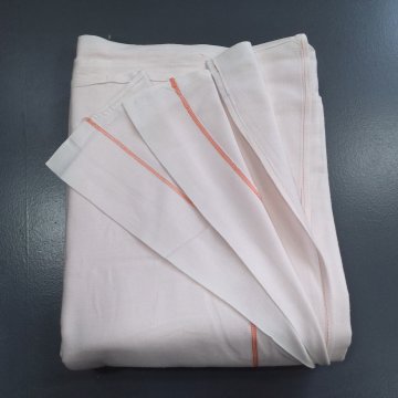 Laken 280x240 Linnen, zart rosa, Randnaht in lachs