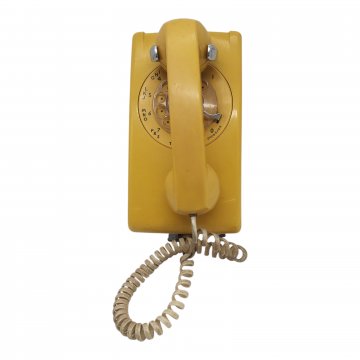 Telefon Wandtelefon, amerikanisch, gelb, Chromhalter
