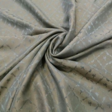 Damast 375x120 CARMEN graublau mit Goldrautenmuster