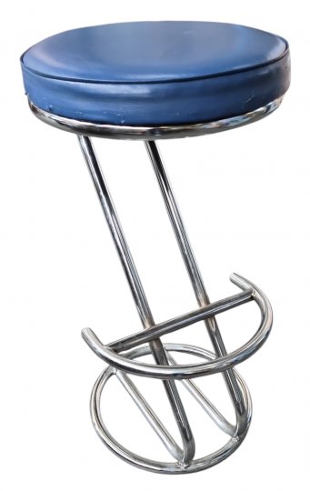 Barhocker Z, blauer Skaisitz, Chromgestell, h 78cm