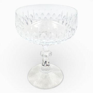 Sektschale, Kristall, Schale Rautenschliffmuster, verzierter kurzer Stiel, H12,5