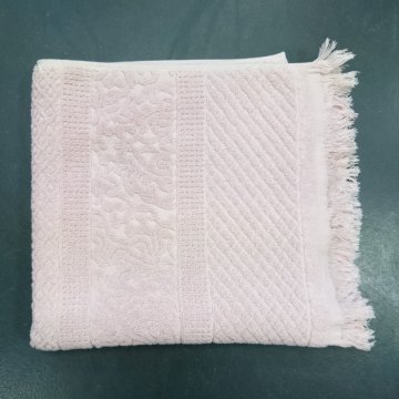 Handtuch 50x100 zartrosa, strukturiert, Rautenmuster, Fransen, pad