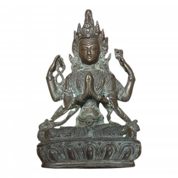 Gottheit Tara, Hinduistisch/Buddhistisch, Bronze, 4 Arme, H: 21cm