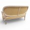 Sofa Louis XVI heller Damast, offene Armlehnen, Gestell weiss/gold, 2-sitzig, +1kl. KISSEN 140x58x90cm, 01/87, 05/101