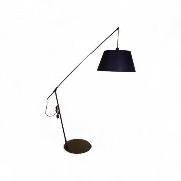 Stehlampe CRAME, Metall schwarz, runder Fuß, freier Schirm zylindrisch, leicht konisch, 1-flg. E27