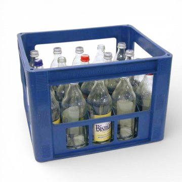 Wasserkasten K.stoff blau, 20 Flaschen Sprudelwasser