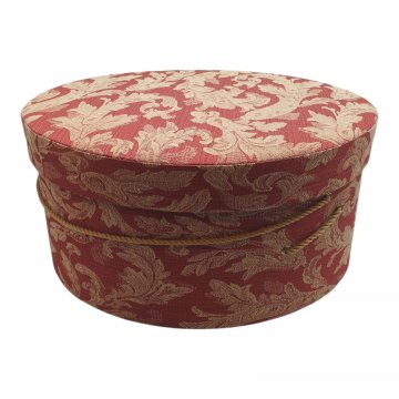 Hutschachtel 5 in 1, Pappe mit Stoff bezogen, rot/creme, Kordel