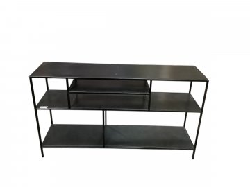 Sideboard, Metall, schwarz, 3 Ebenen, Vierkant Rahmen, versch. große Fächer