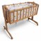 Kinderwiege, Holz hell, gestäbt, Himmel, komplett bestückt, 2-beinig, 4-füßig, L105